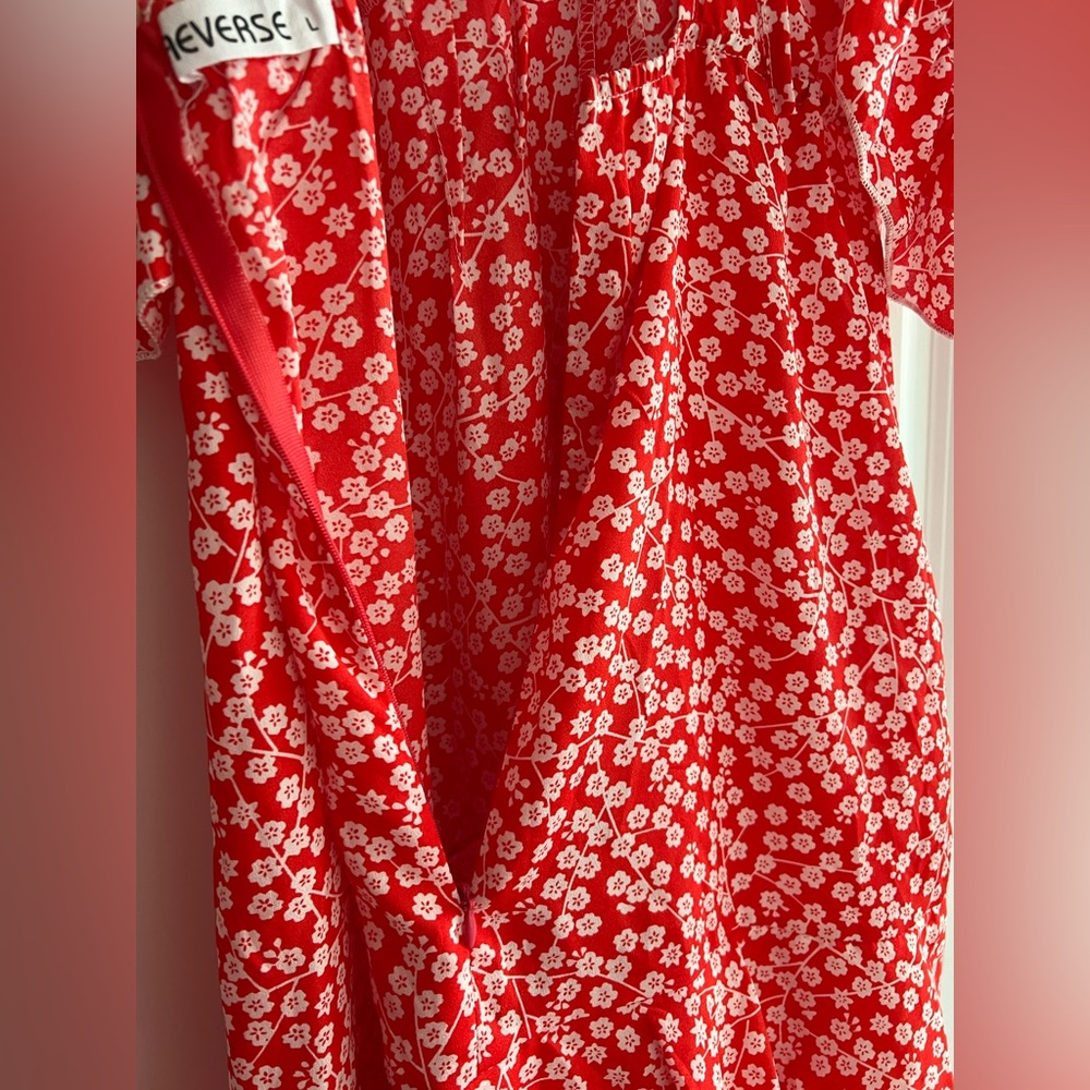 Red Floral Ruffle Dress - Picture 9 of 15